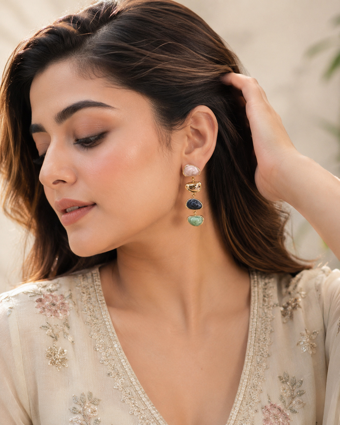 Multi Coloured Long Earring