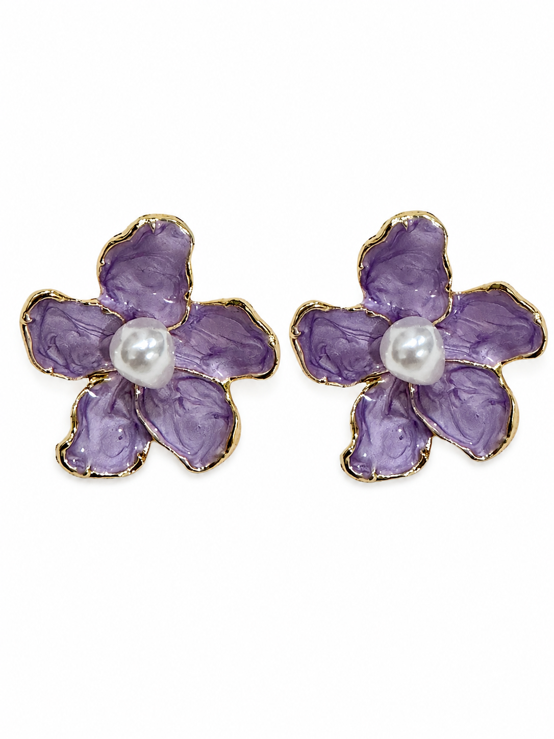 purple pearl flower tops earrings